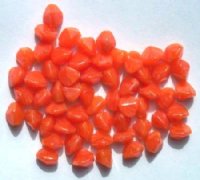 50 8mm Orange Marble Three Sided Bicone Beads